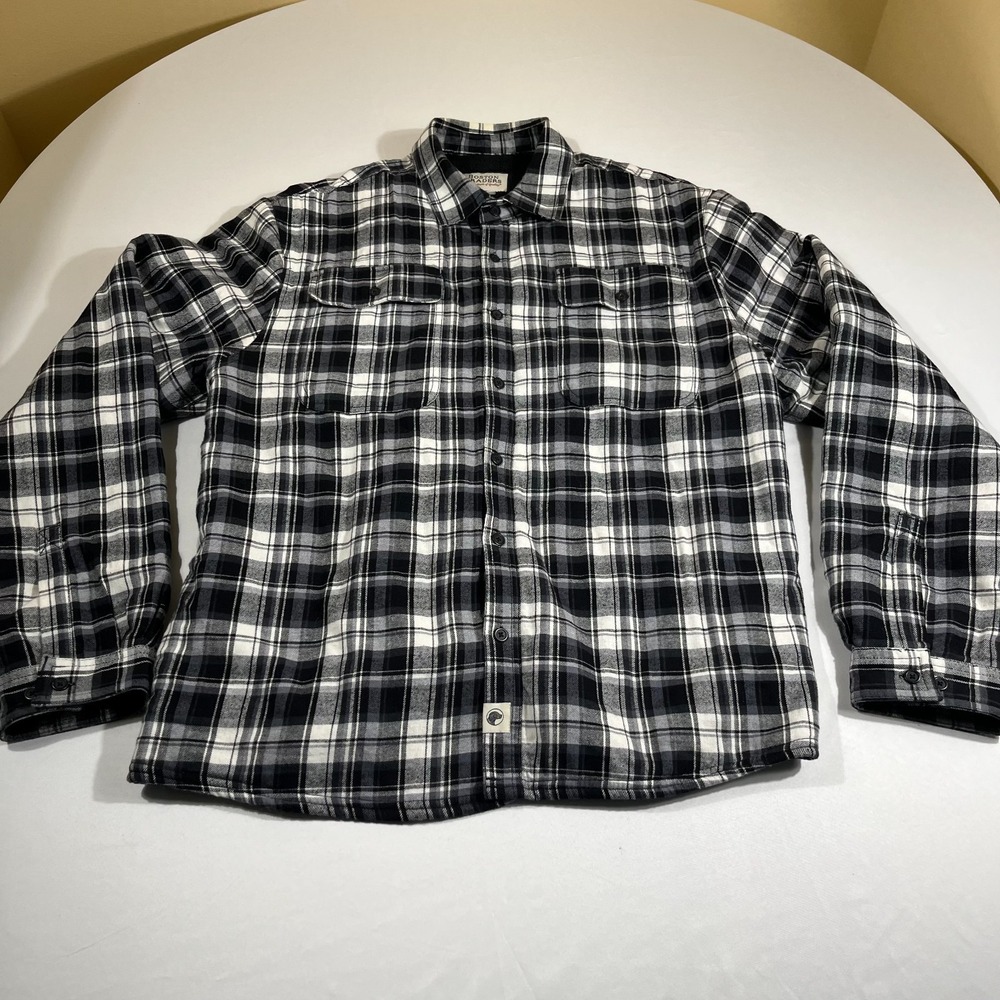 Boston Traders Fleece Lined Flannel Shirt Jacket Mens XXL Plaid Black Shacket